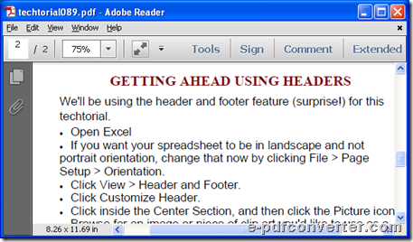 PDF file after conversion from Word to PDF with e-PDF Converter and Creator Printer