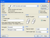User interface for PostScript to TIF Converter