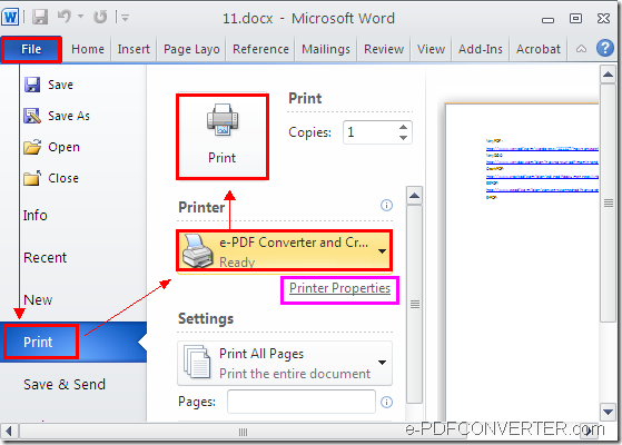 create PDF with the virtual printer