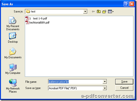 Select objective folder and click Save for converting Excel to PDF