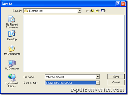Select folder and click Save for conversion from Excel to image