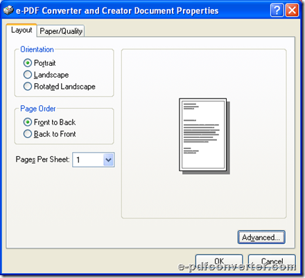Properties panel during conversion from Excel to image 