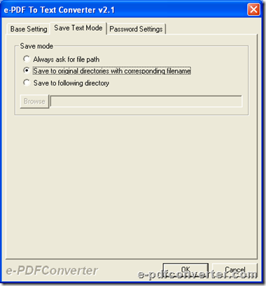 Set targeting folder during converting PDF to text/TXT