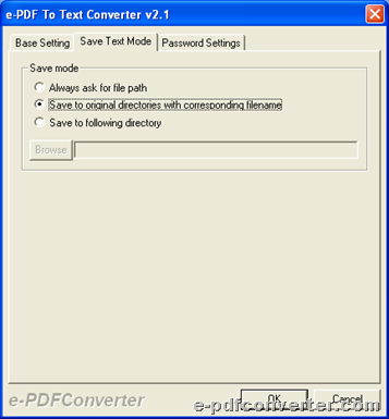 Set targeting folder during converting PDF to text