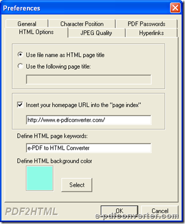Define HTML during batch converting PDF files to HTML files