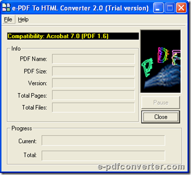 Add PDF files and combine PDF files into one HTML file with GUI interface of e-PDF to HTML Converter