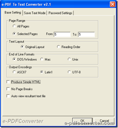 Set specific page of PDF for converting PDF to text through GUI