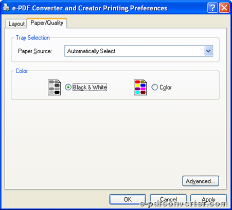 set black and white mode for later PDF during printing PDF with virtual printer