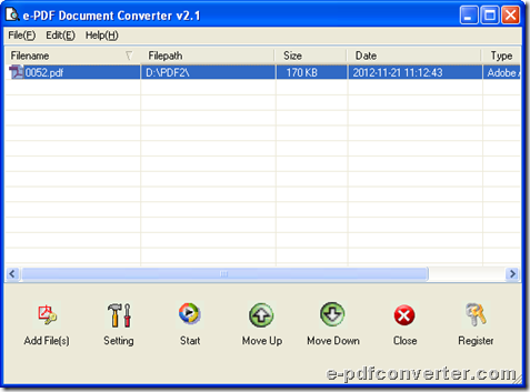 Add PDF file to GUI interface of VeryPDF PDF to HTML Converter