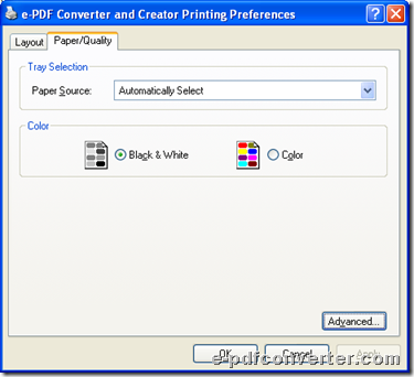 Printing preferences panel during printing PDF with PDF resolution/dpi