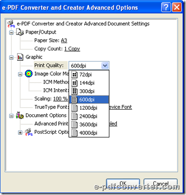 Set print resolution/DPI during printing PDF with virtual printer