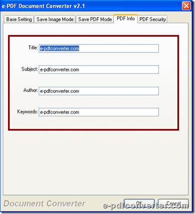 Edit PDF information during converting Word to PDF with GUI interface