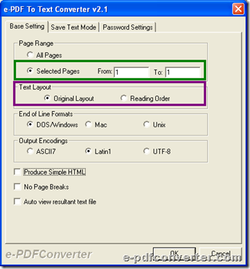 Set specific pages of PDF and original layout or reading order during converting PDF to text with GUI