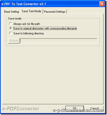 Set targeting folder for text during converting PDF to text with GUI interface