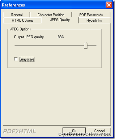 Set JPEG quality during converting PDF to HTML with GUI