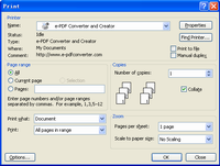 User interface for Print to Multipage TIF Converter